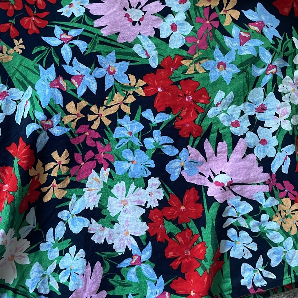 Linen Blend Summer Dress - Old Navy XXL Petite Dress Tropical Floral Pockets - Picture 2 of 8